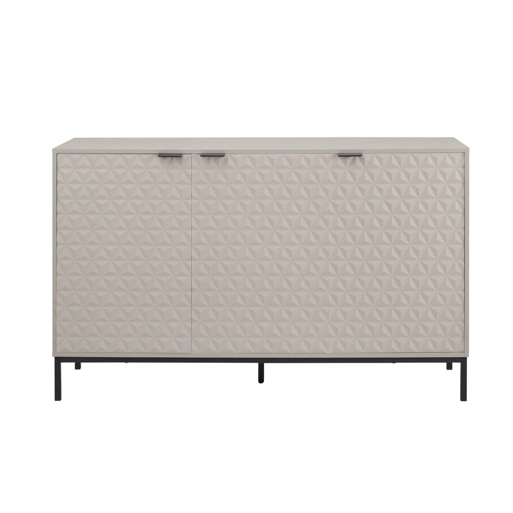 Buffet contemporain taupe à motifs géométriques pour salon