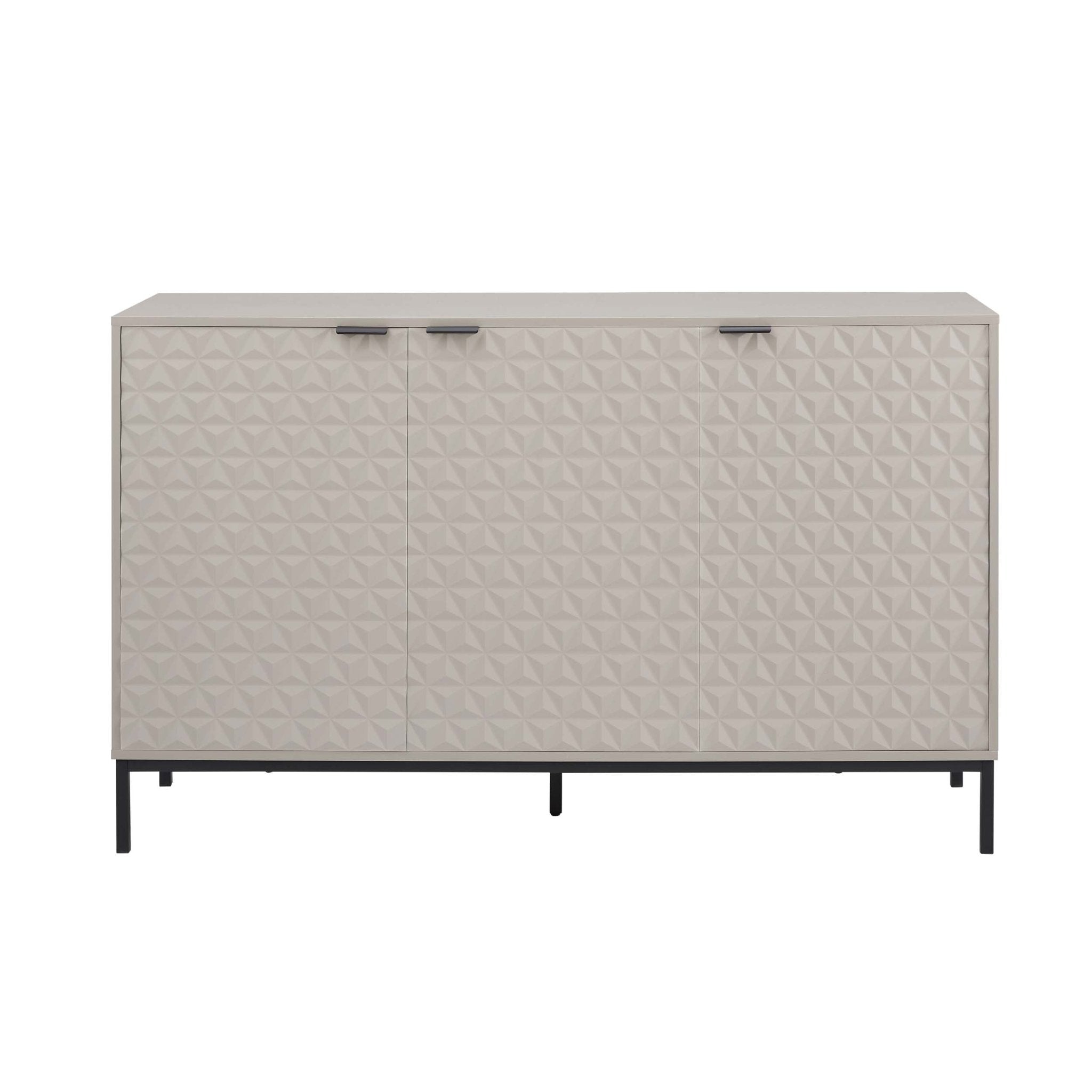 Buffet contemporain taupe à motifs géométriques pour salon