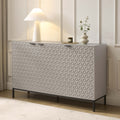 Buffet contemporain taupe à motifs géométriques pour salon