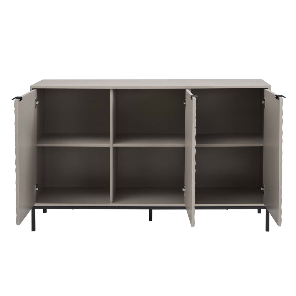 Buffet contemporain taupe à motifs géométriques pour salon