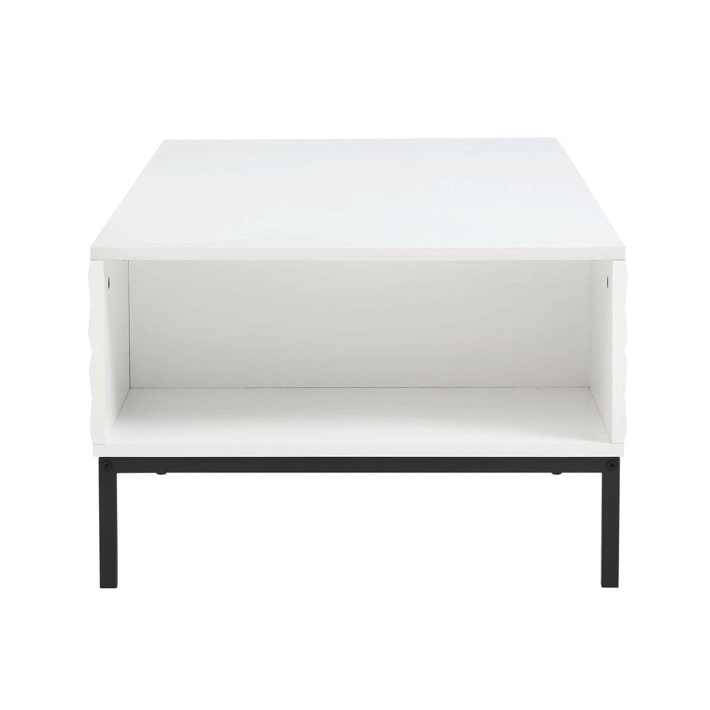 Table basse blanche contemporaine avec motif géométrique pour salon