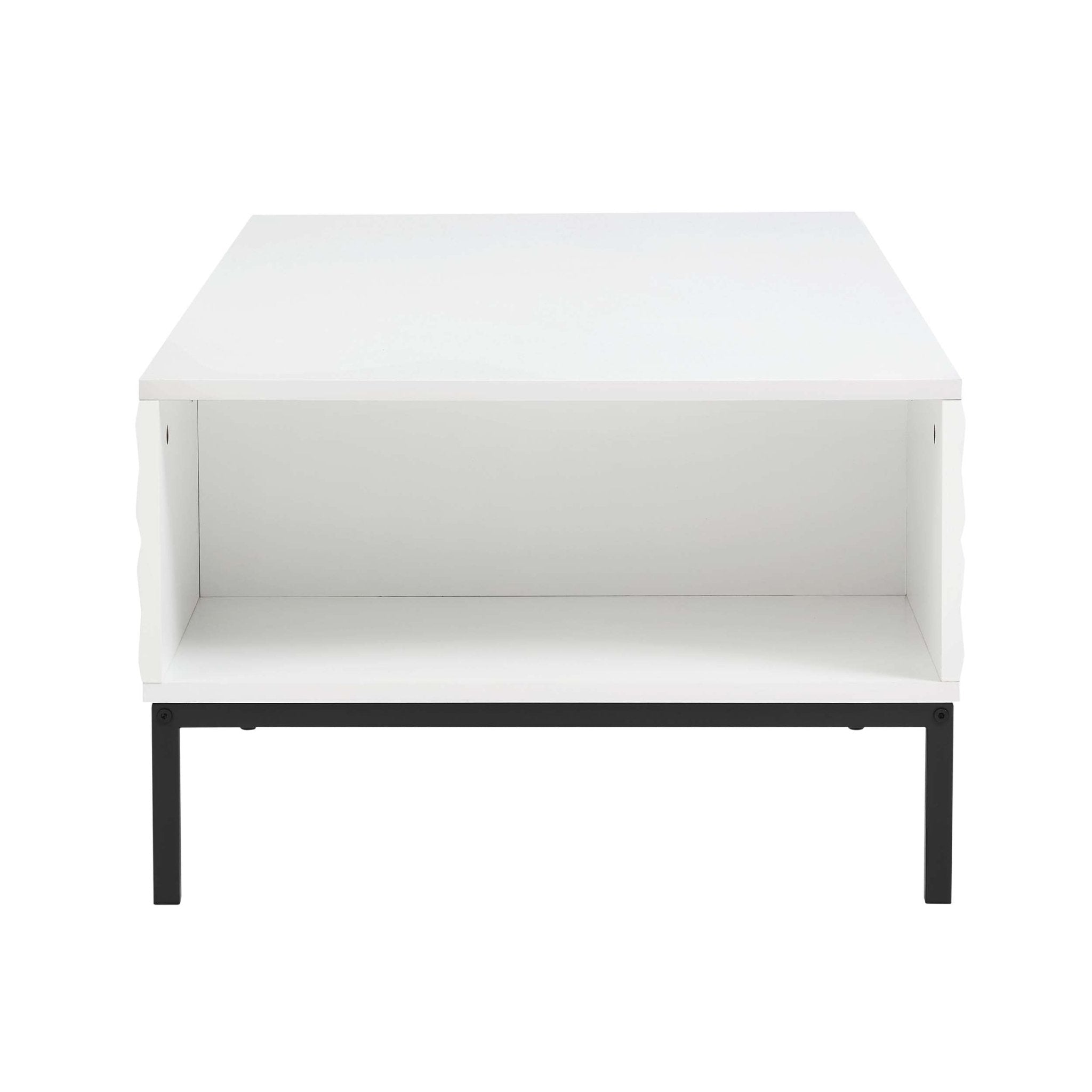 Table basse blanche contemporaine avec motif géométrique pour salon