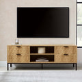Meuble TV moderne en bois clair avec motif géométrique pour téléviseurs jusqu'à 60 pouces pour le salon