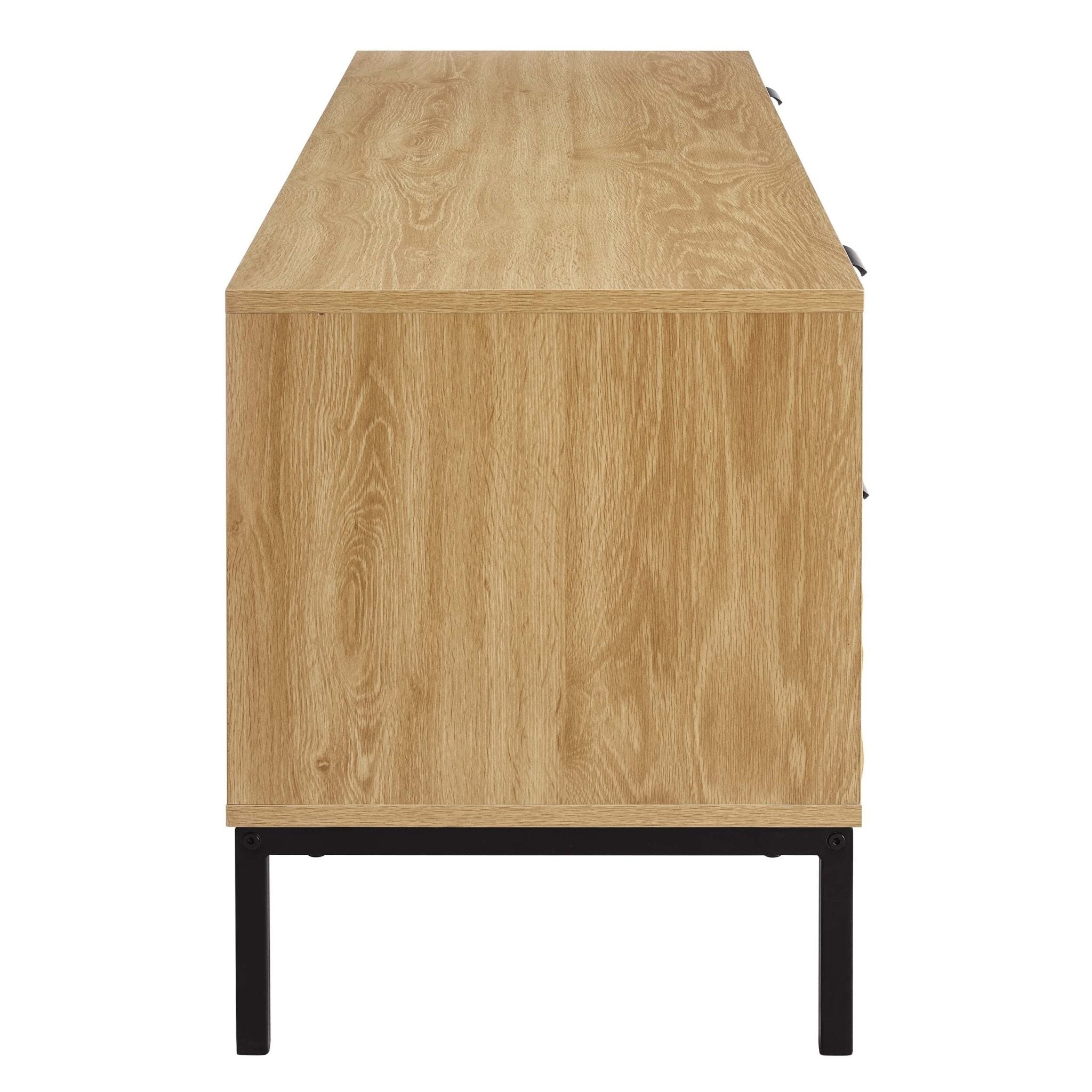 Meuble TV moderne en bois clair avec motif géométrique pour téléviseurs jusqu'à 60 pouces pour le salon