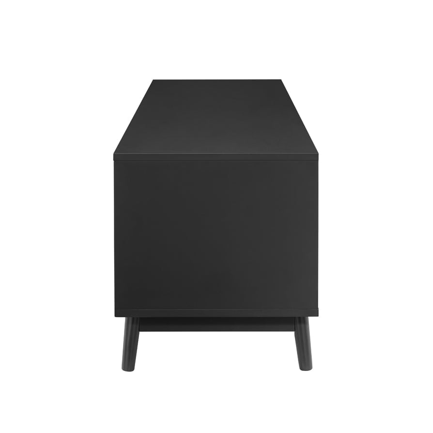 Meuble TV moderne noir laqué aux lignes épurées pour téléviseurs jusqu'à 60 pouces pour salon