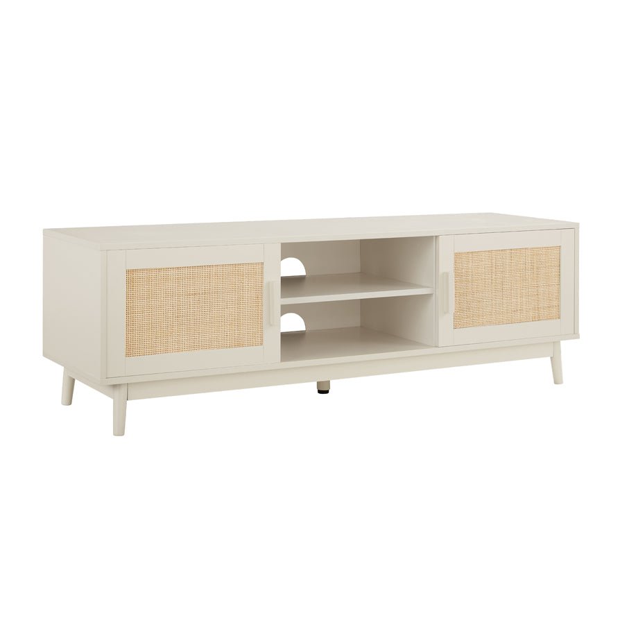 Meuble TV minimaliste en pierre peinte aux lignes épurées pour téléviseurs jusqu'à 60 pouces pour le salon