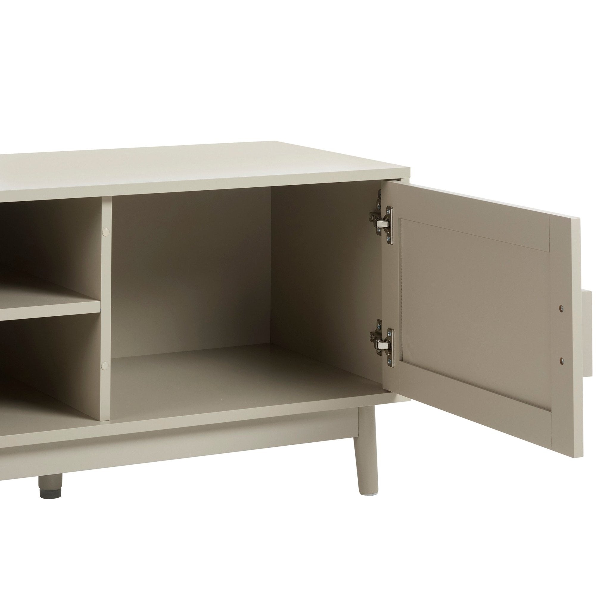 Meuble TV taupe moderne avec lignes épurées pour téléviseurs jusqu'à 60 pouces pour salon