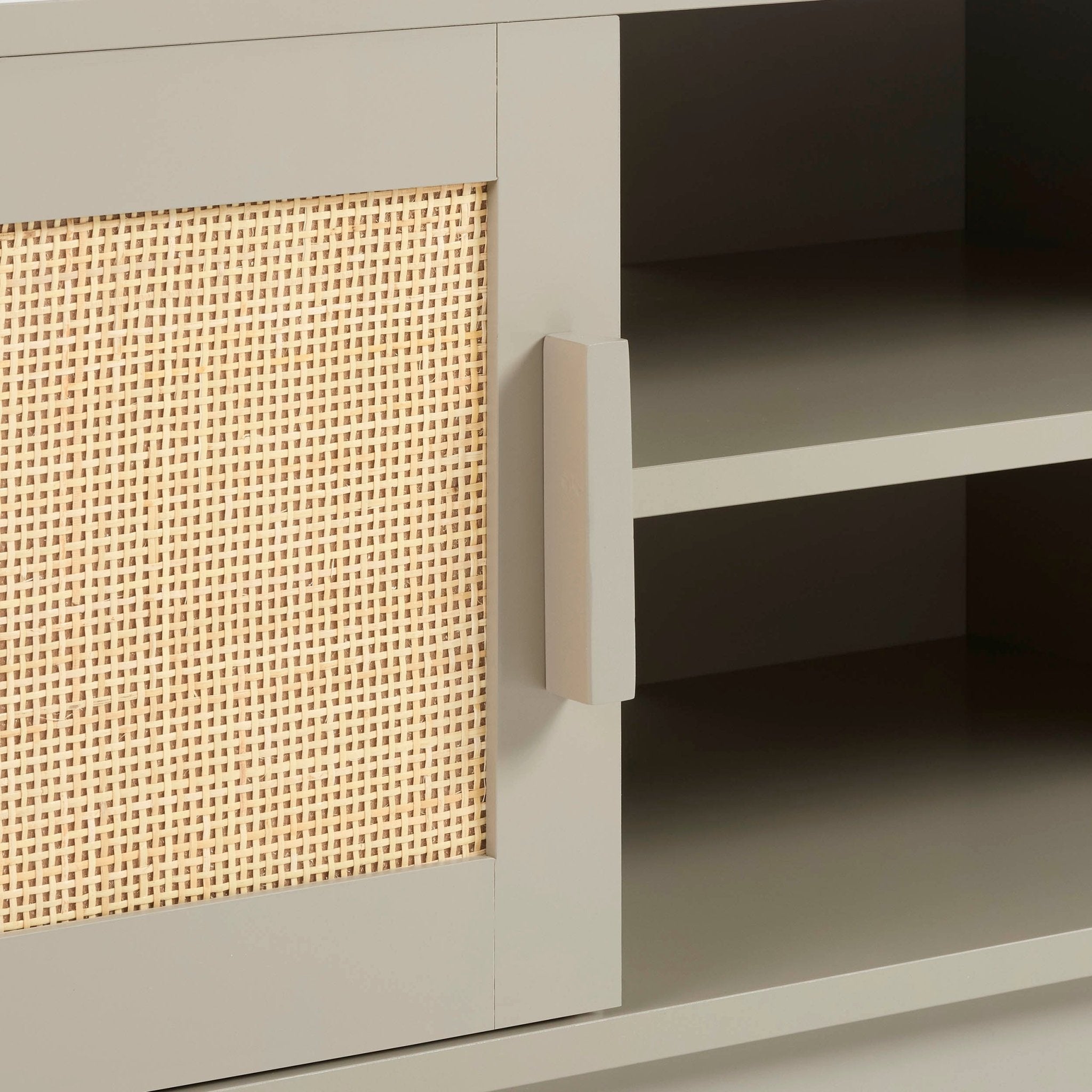 Meuble TV taupe moderne avec lignes épurées pour téléviseurs jusqu'à 60 pouces pour salon