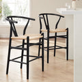 Tabouret de bar en bois de bouleau noir scandinave avec assise en corde pour cuisine