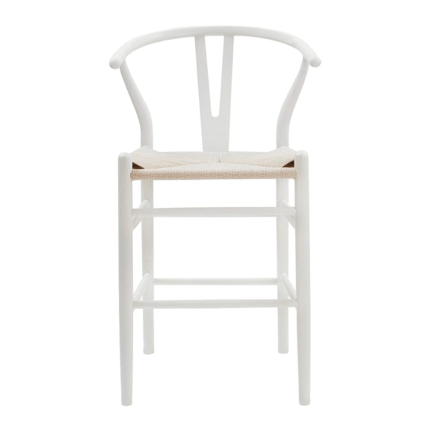Tabouret de bar en bois de bouleau beige clair Scandi avec assise en corde pour la cuisine