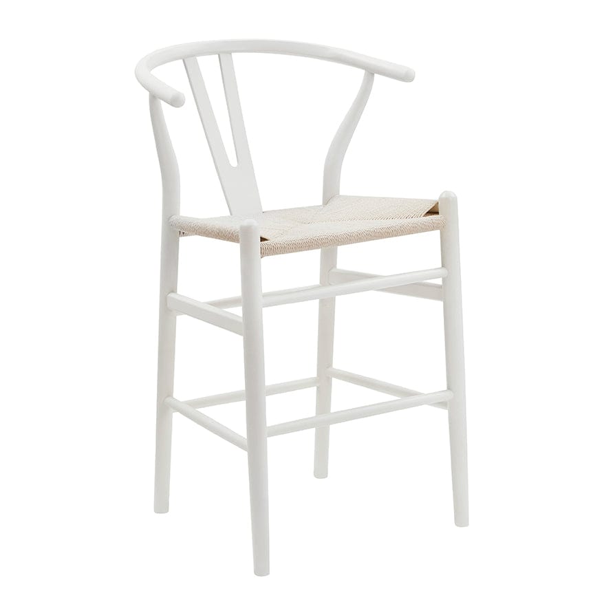 Tabouret de bar en bois de bouleau beige clair Scandi avec assise en corde pour la cuisine
