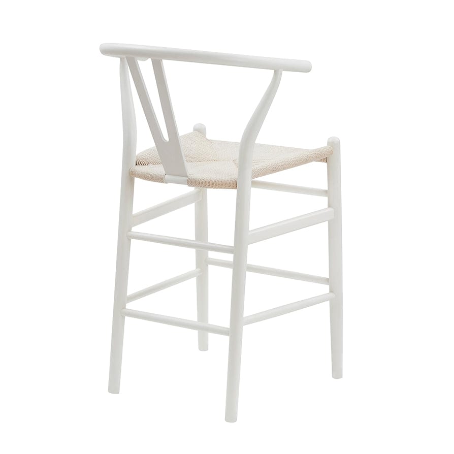 Tabouret de bar en bois de bouleau beige clair Scandi avec assise en corde pour la cuisine