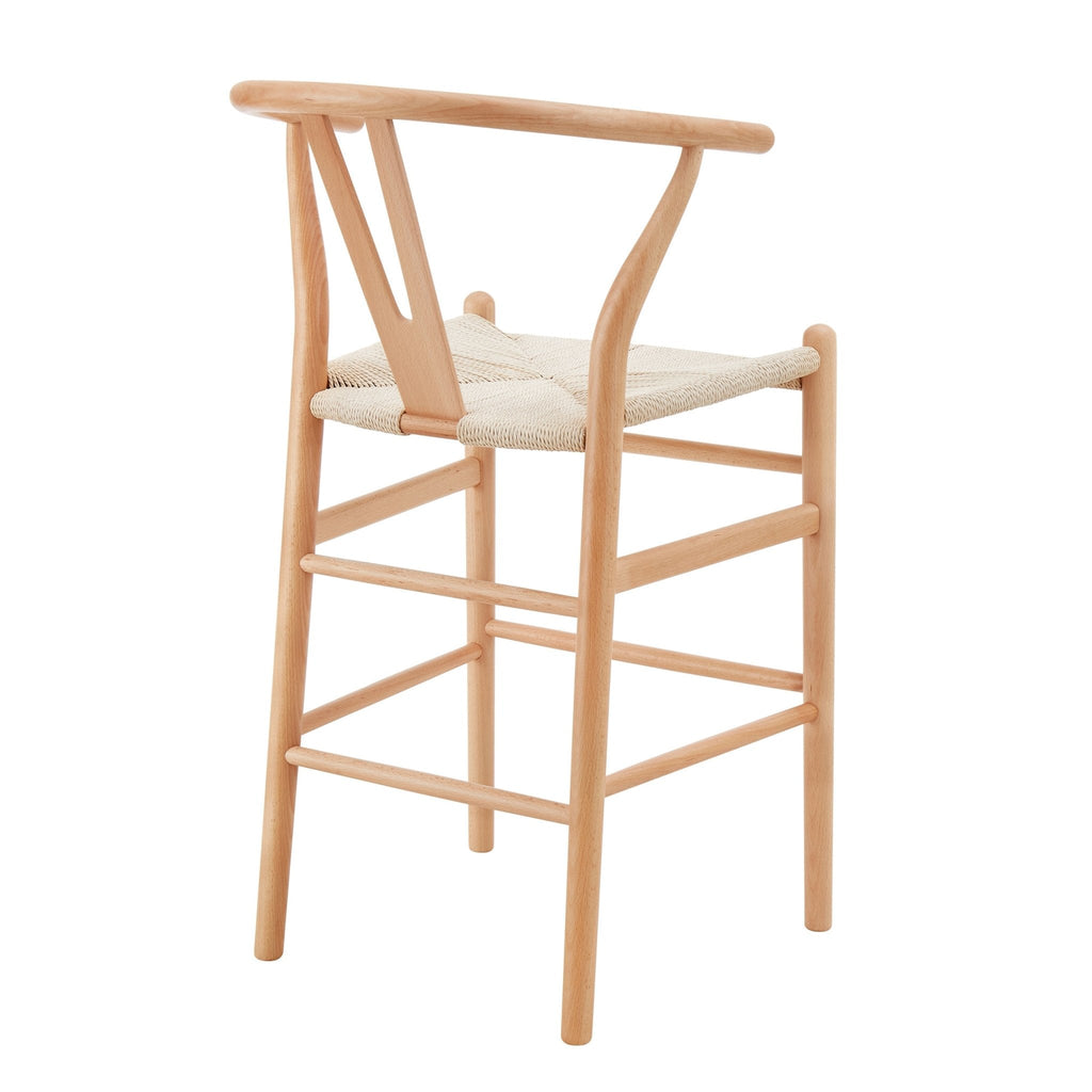 Tabouret de bar en bois de bouleau scandinave avec assise en corde pour cuisine
