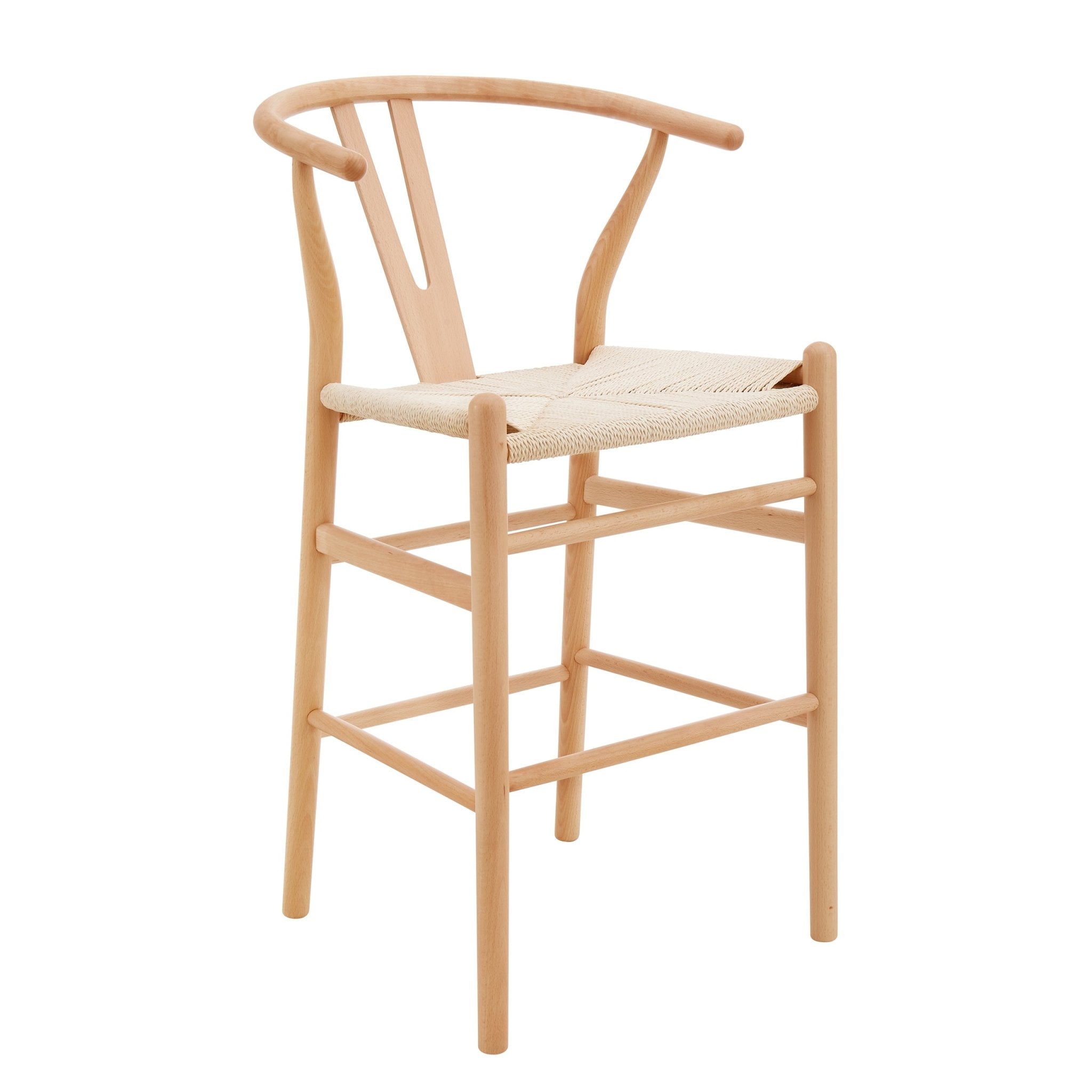 Tabouret de bar en bois de bouleau scandinave avec assise en corde pour cuisine