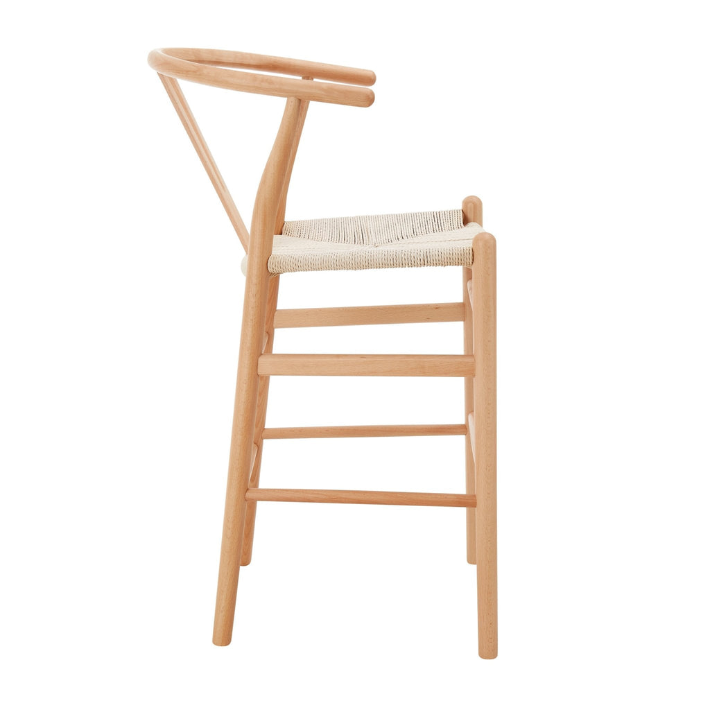 Tabouret de bar en bois de bouleau scandinave avec assise en corde pour cuisine