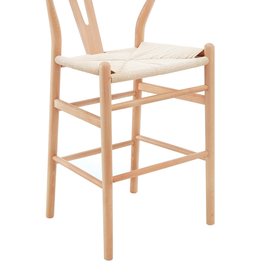 Tabouret de bar en bois de bouleau scandinave avec assise en corde pour cuisine