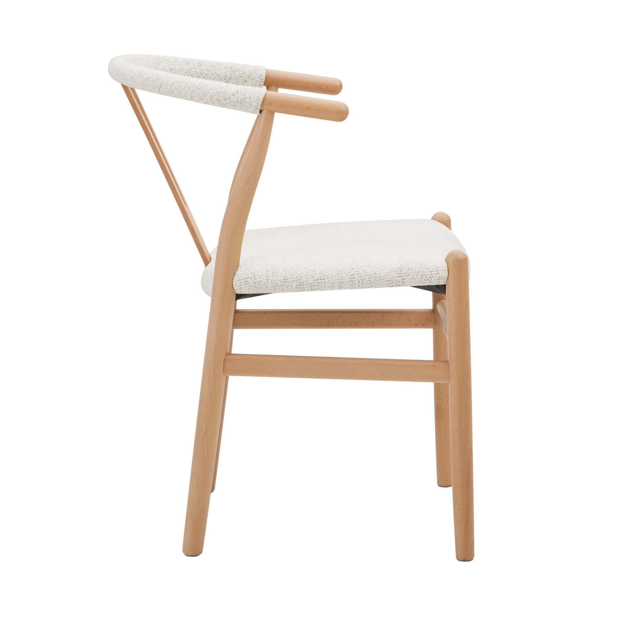 Chaise de salle à manger Scandi en bouclé ivoire avec cadre inspiré par la corde