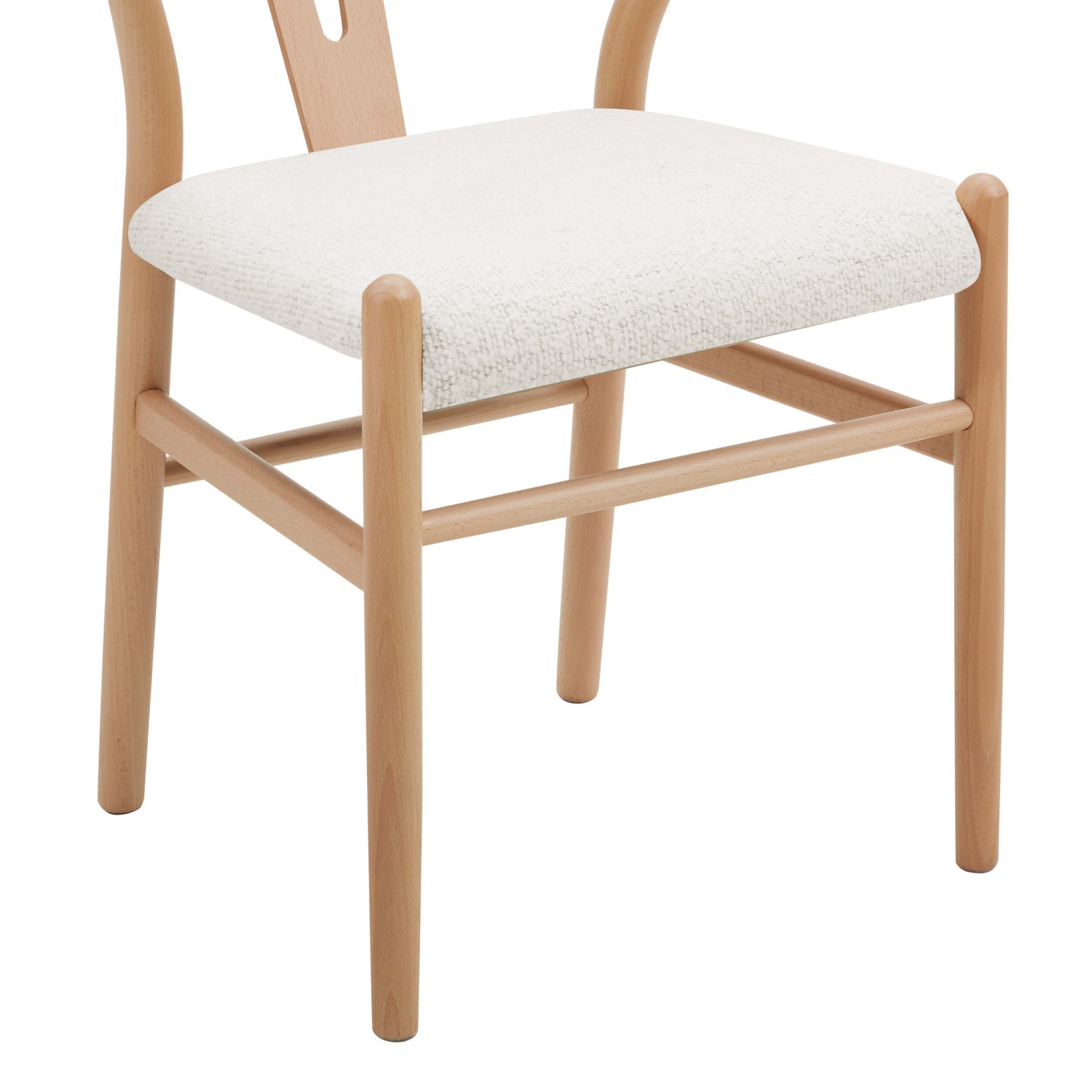 Chaise de salle à manger Scandi en bouclé ivoire avec cadre inspiré par la corde