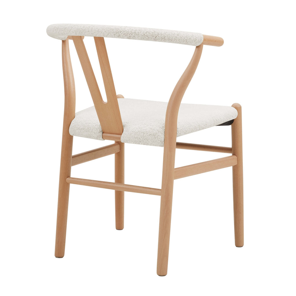 Chaise de salle à manger Scandi en bouclé ivoire avec cadre inspiré par la corde
