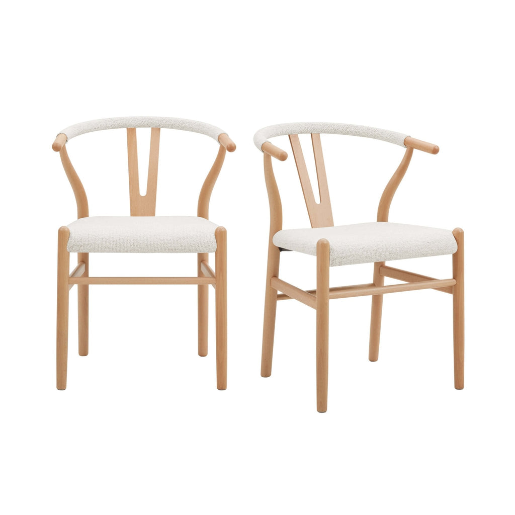 Chaise de salle à manger Scandi en bouclé ivoire avec cadre inspiré par la corde