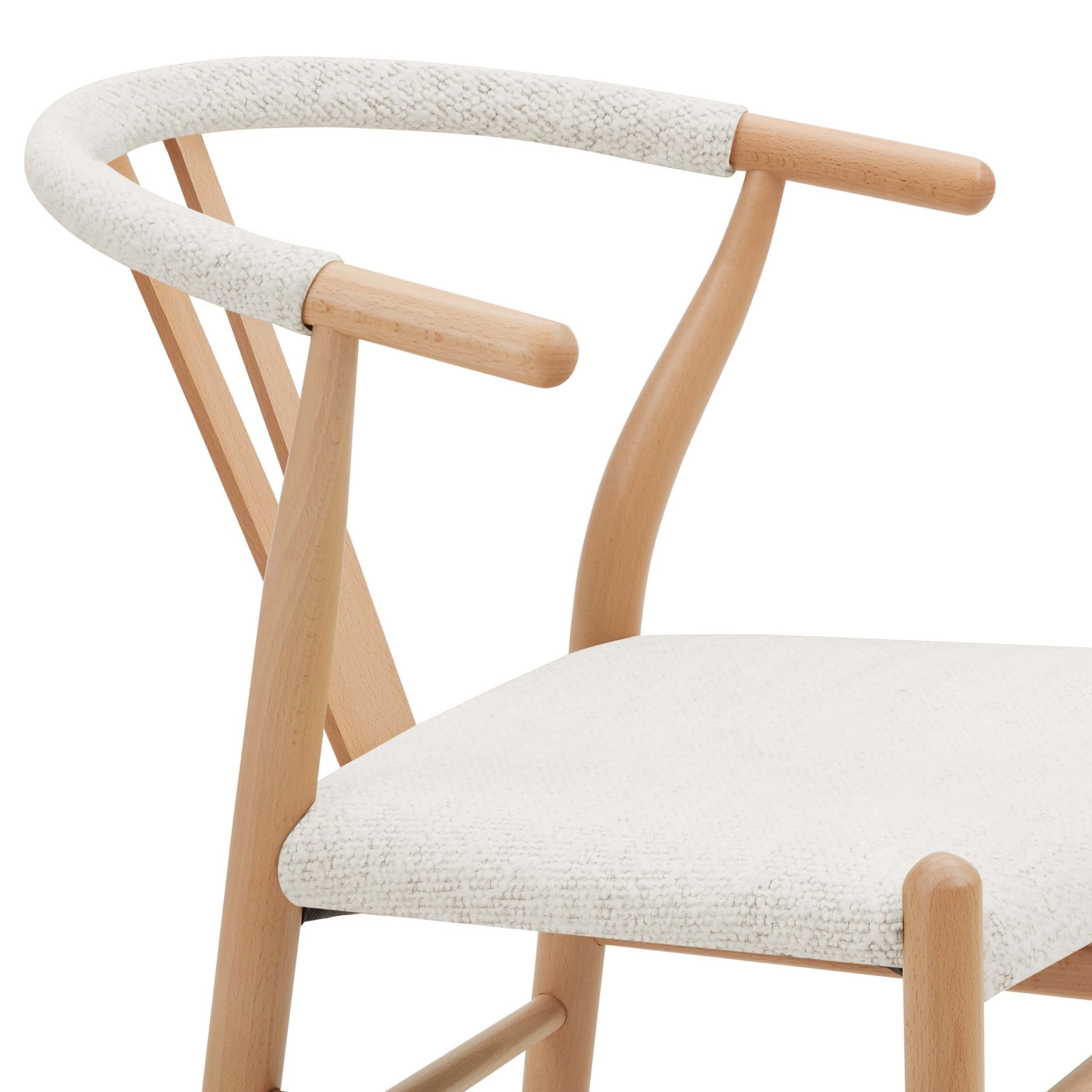 Chaise de salle à manger Scandi en bouclé ivoire avec cadre inspiré par la corde