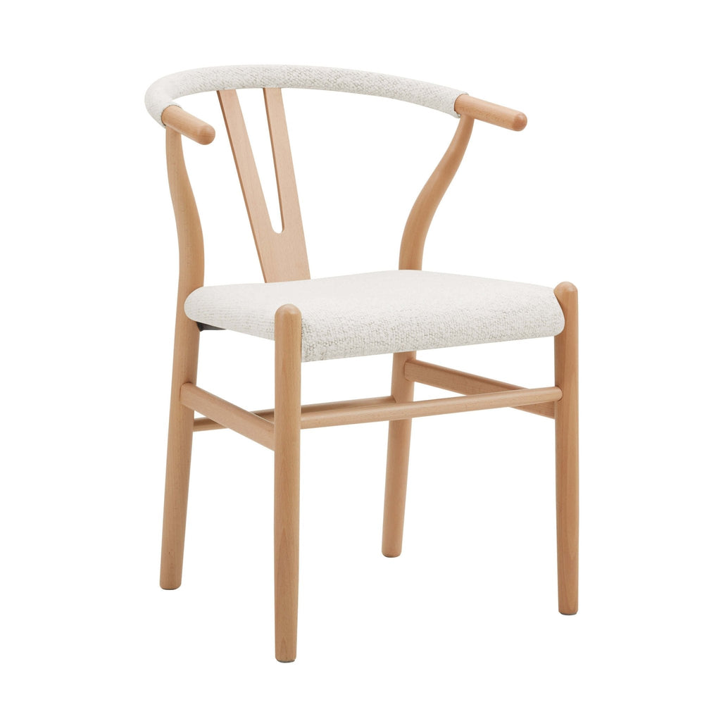 Chaise de salle à manger Scandi en bouclé ivoire avec cadre inspiré par la corde