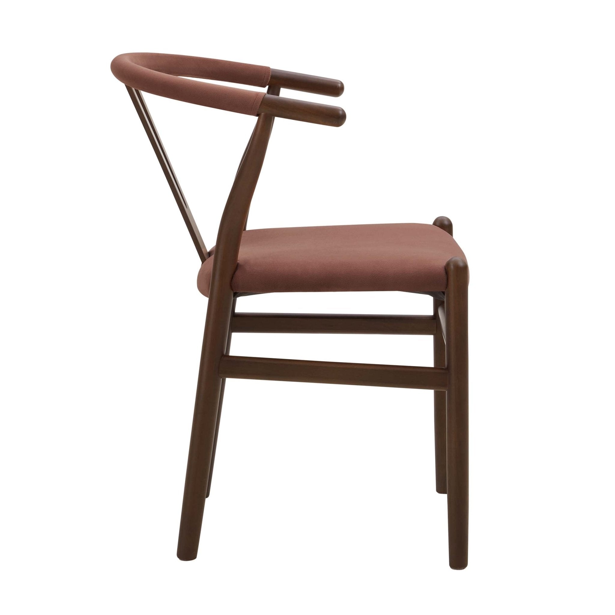 Chaise de salle à manger romantique en tissu mauve avec cadre en bois naturel