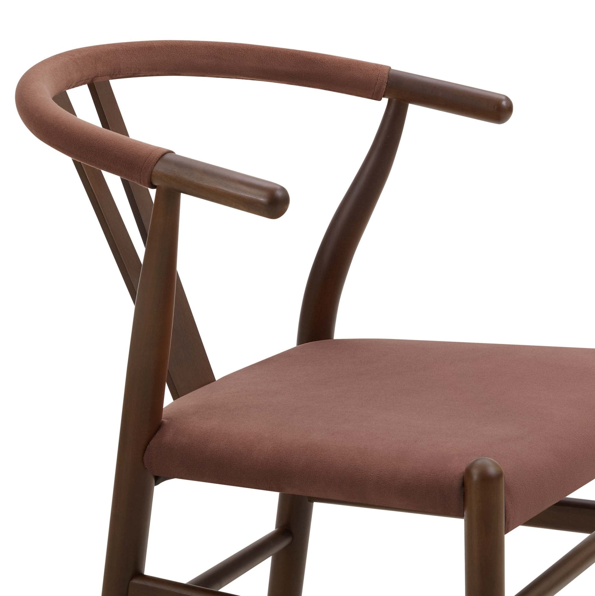 Chaise de salle à manger romantique en tissu mauve avec cadre en bois naturel