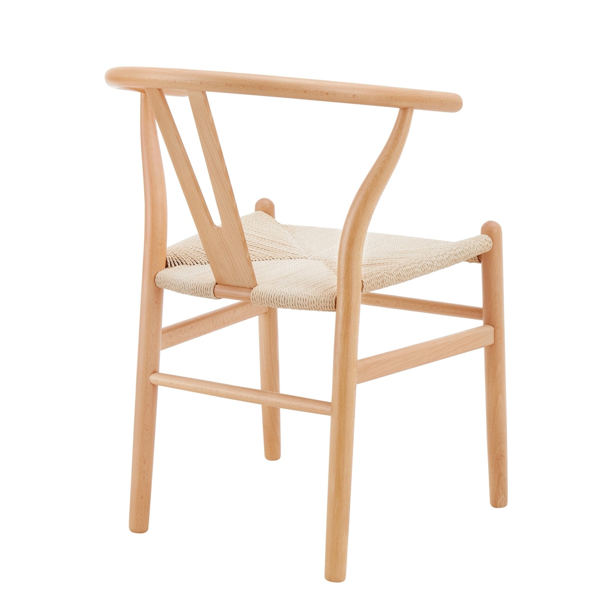 Chaise de salle à manger scandinave en bois naturel avec assise en corde