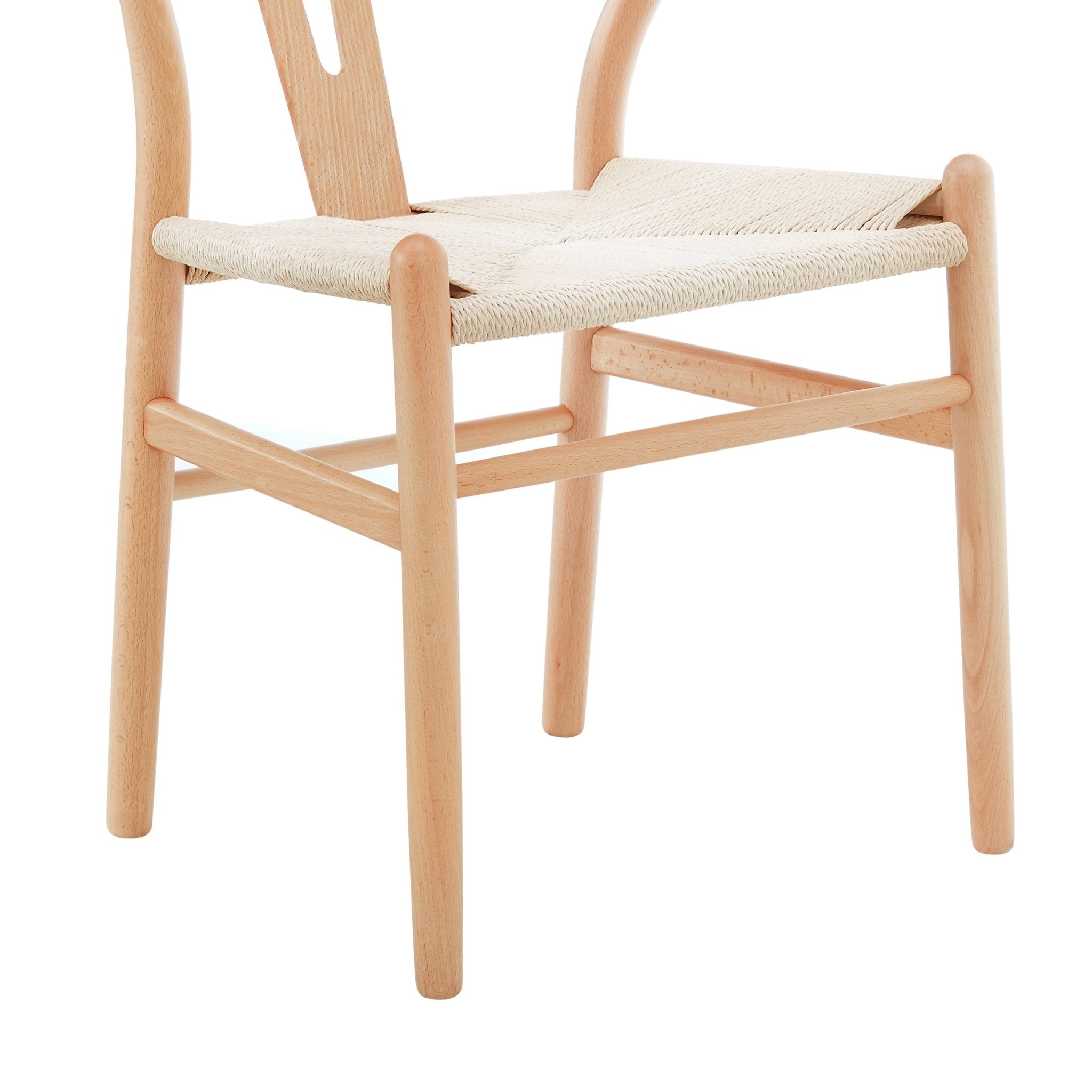 Chaise de salle à manger scandinave en bois naturel avec assise en corde