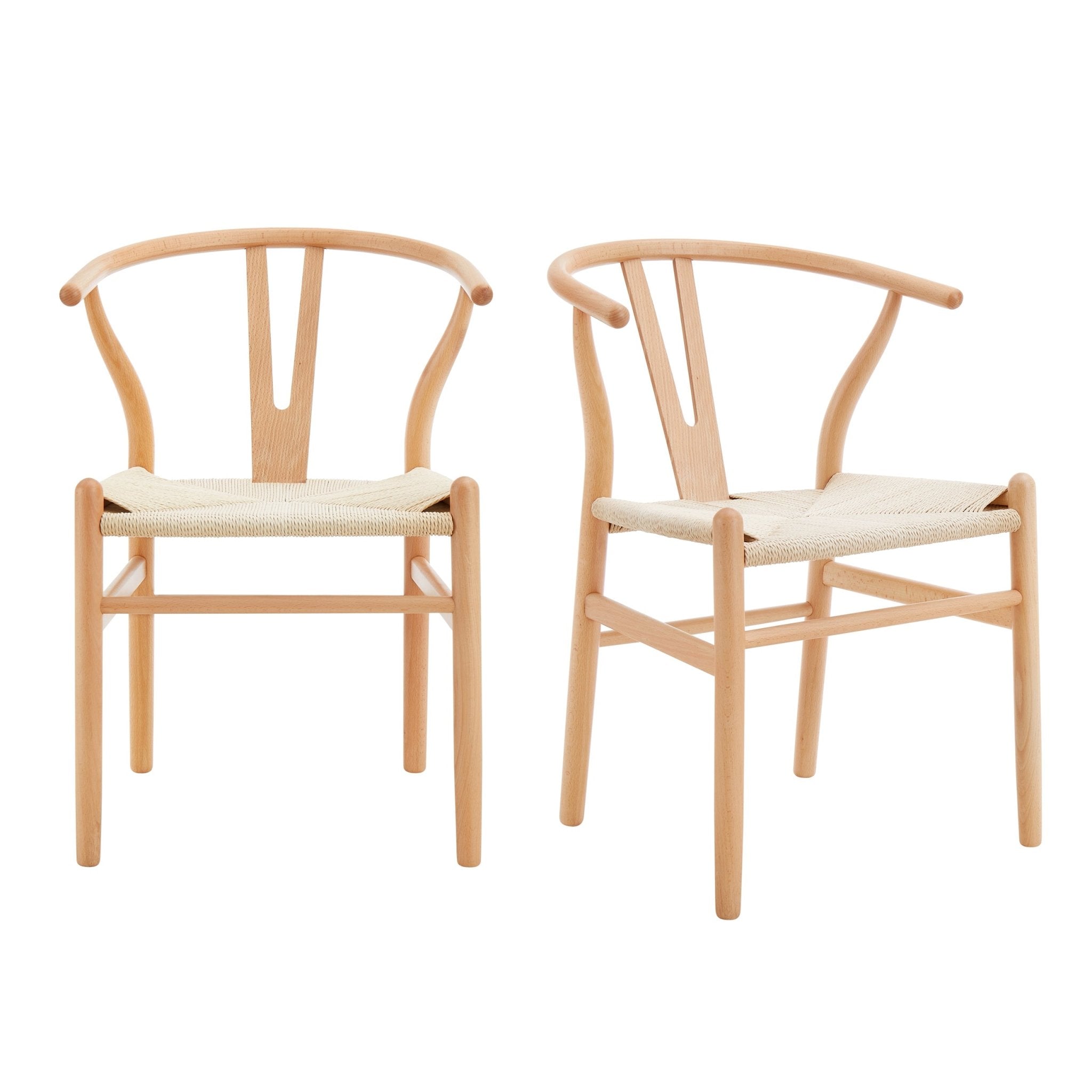 Chaise de salle à manger scandinave en bois naturel avec assise en corde