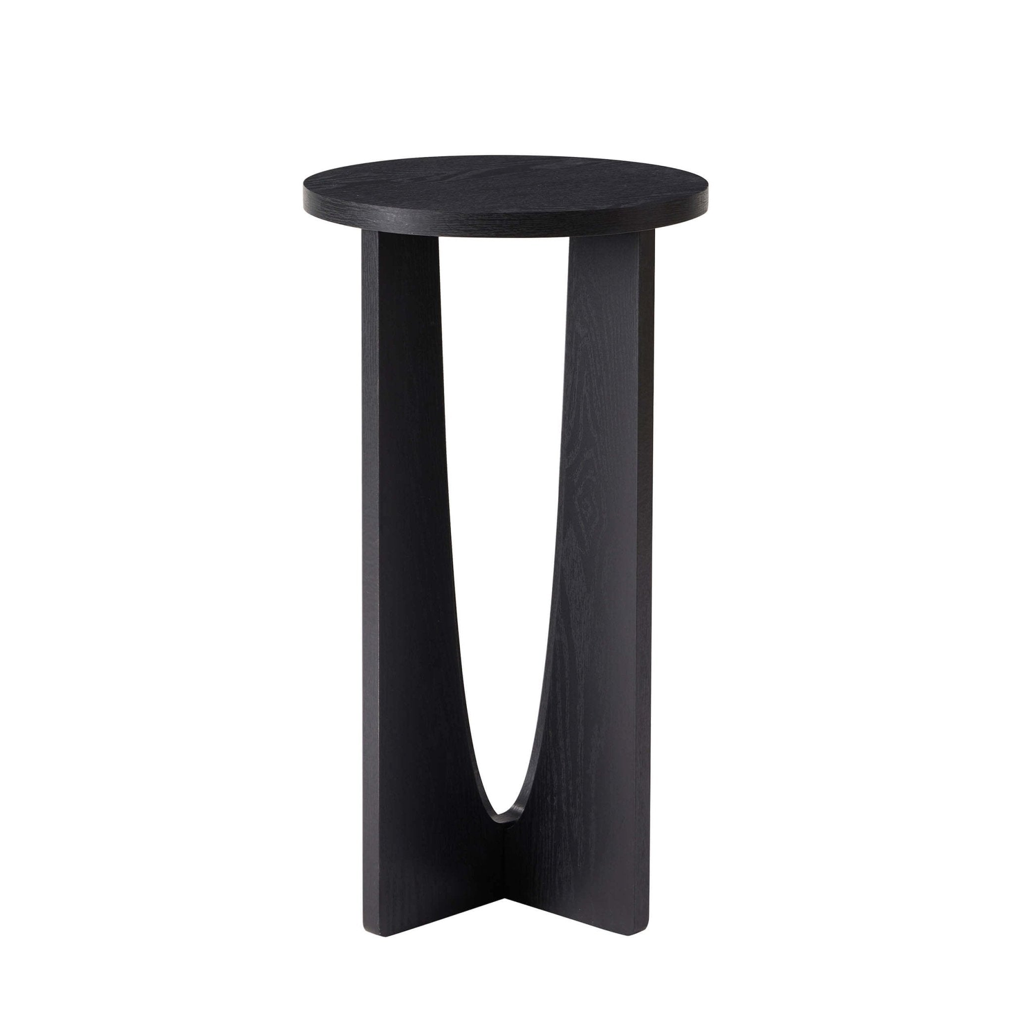 Table d'appoint moderne en bois noir avec plateau rond pour salon