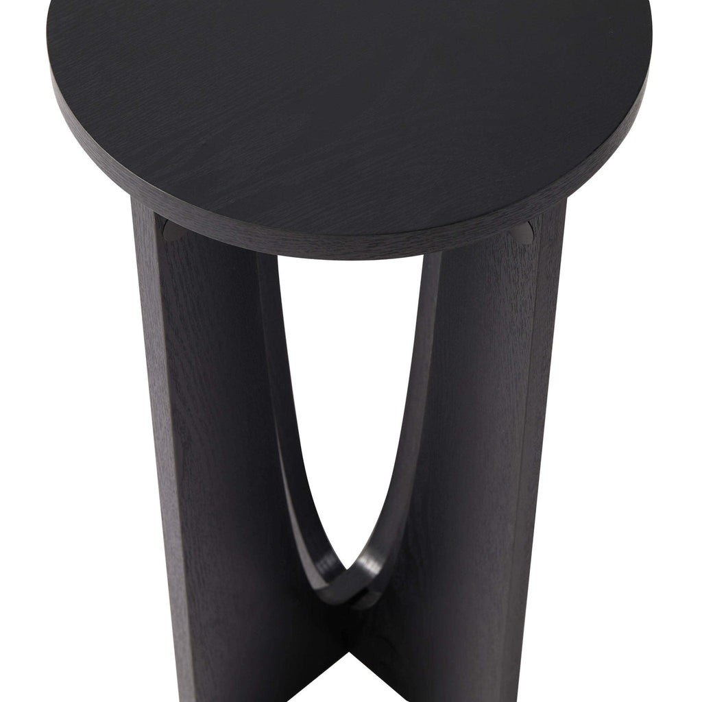 Table d'appoint moderne en bois noir avec plateau rond pour salon
