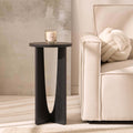Table d'appoint moderne en bois noir avec plateau rond pour salon