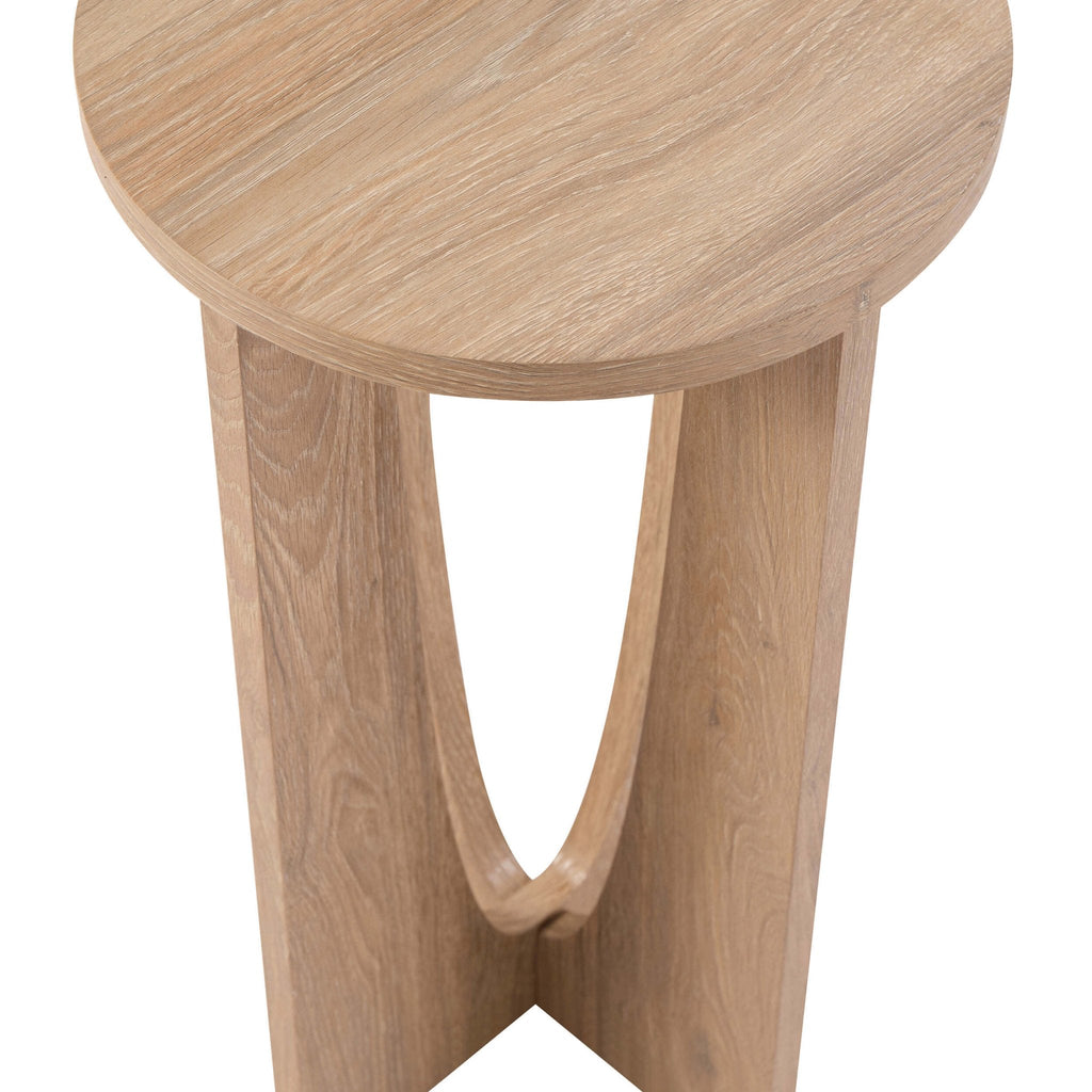 Table d'appoint scandinave en bois clair avec plateau rond pour le salon