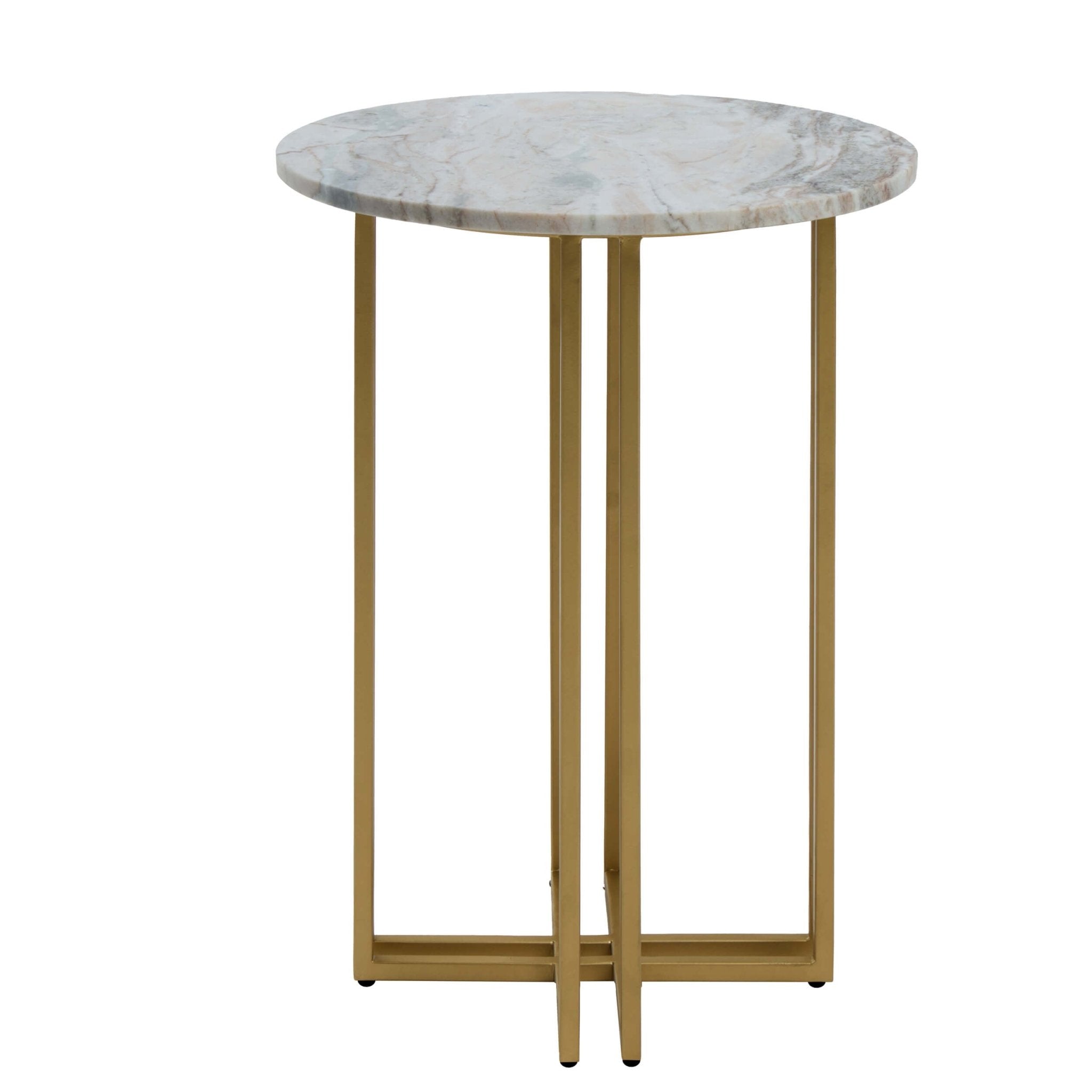 Table d'appoint de salon effet marbre de luxe avec plateau rond