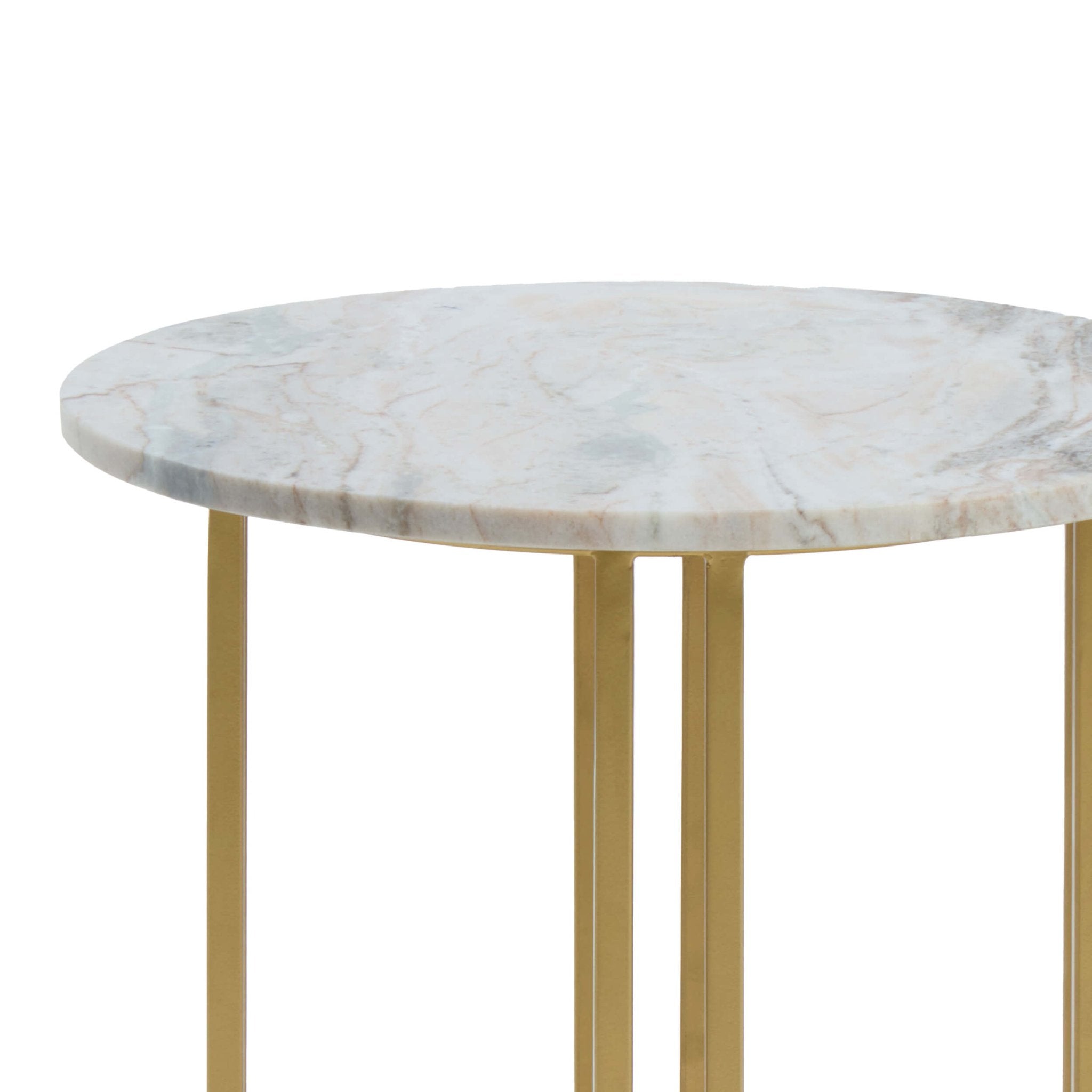 Table d'appoint de salon effet marbre de luxe avec plateau rond