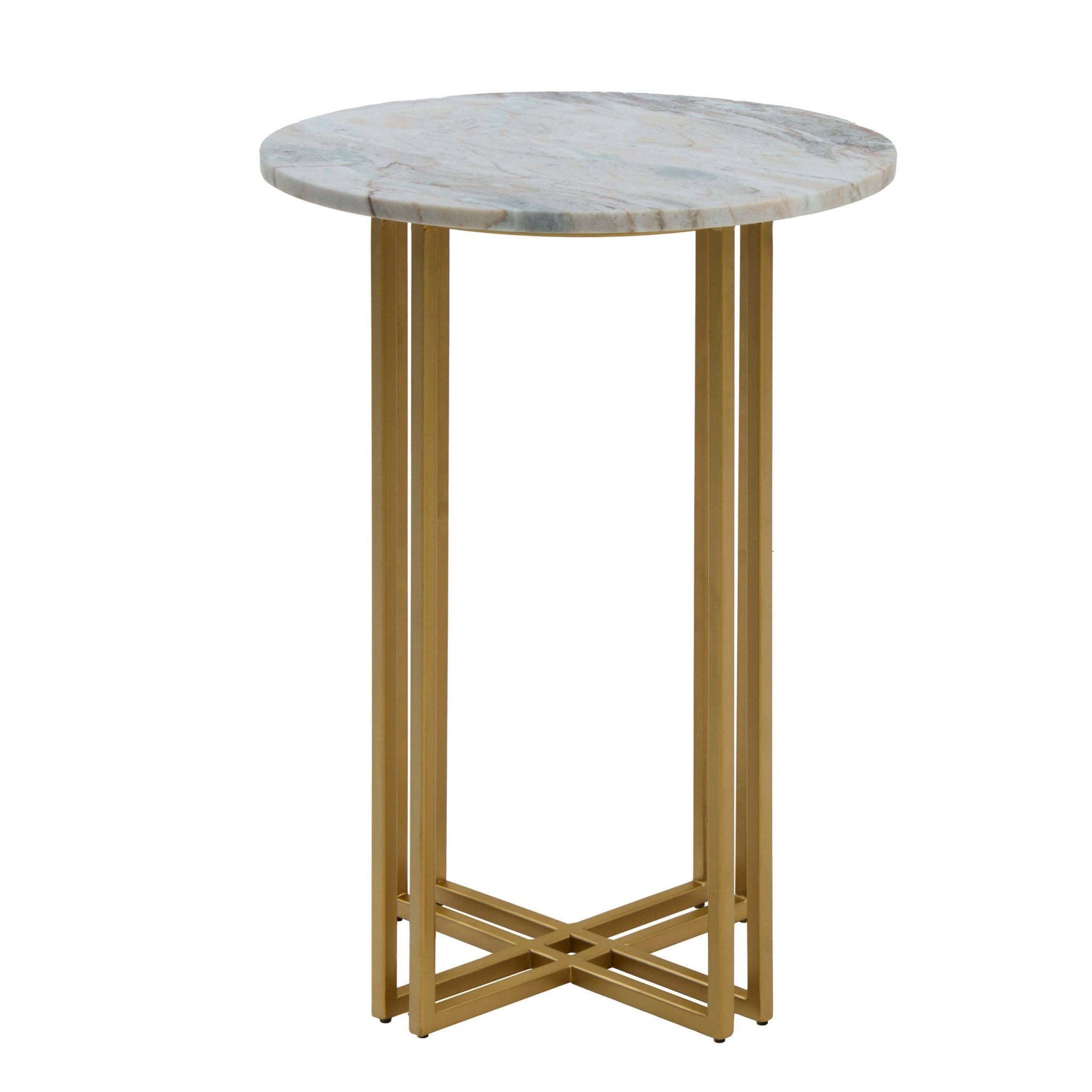 Table d'appoint de salon effet marbre de luxe avec plateau rond