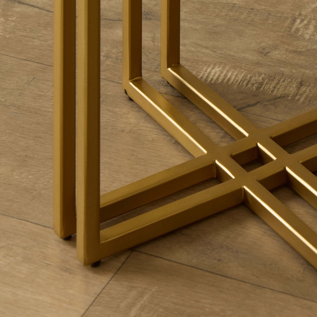 Table d'appoint de salon effet marbre de luxe avec plateau rond