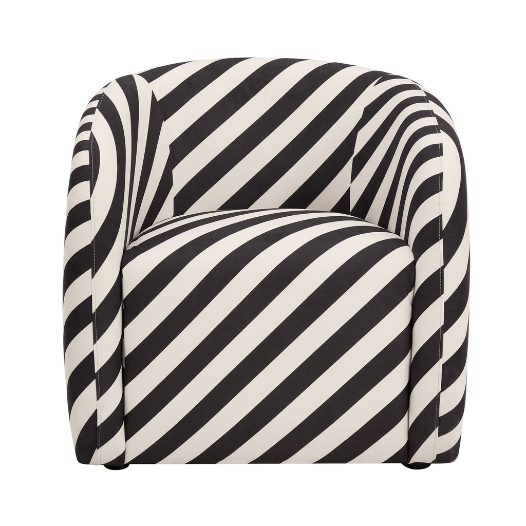 Fauteuil d'appoint tissé Classic Mono Stripe avec motif intemporel pour le salon