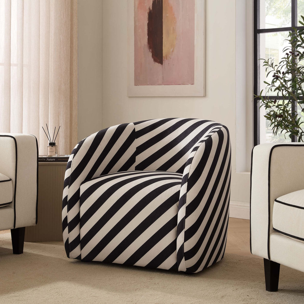 Fauteuil d'appoint tissé Classic Mono Stripe avec motif intemporel pour le salon
