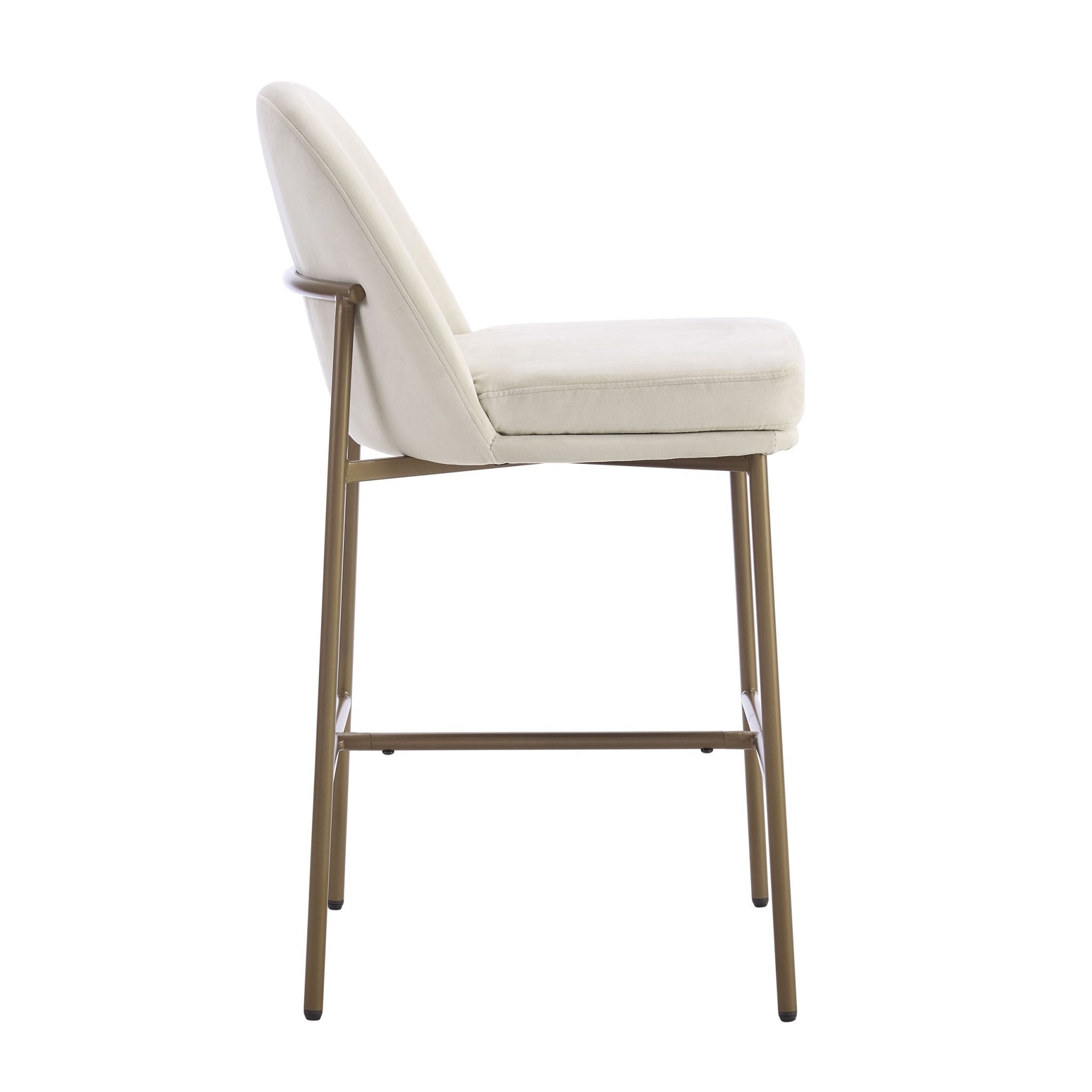Tabouret de bar de cuisine en tissu écru biologique avec repose-pieds intégré