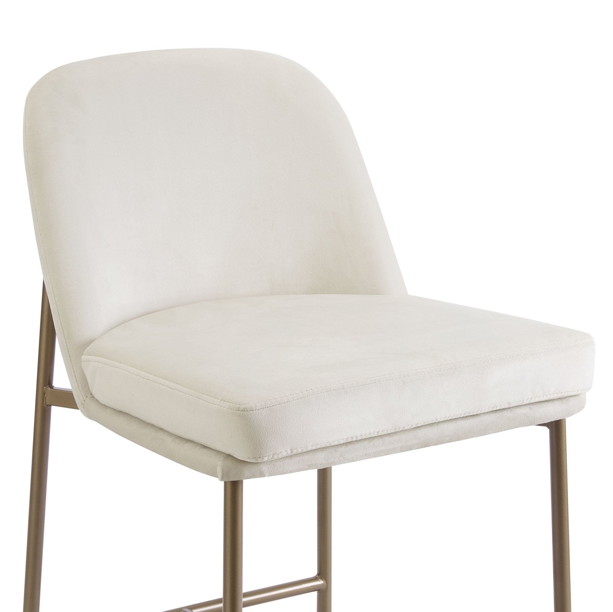 Tabouret de bar de cuisine en tissu écru biologique avec repose-pieds intégré