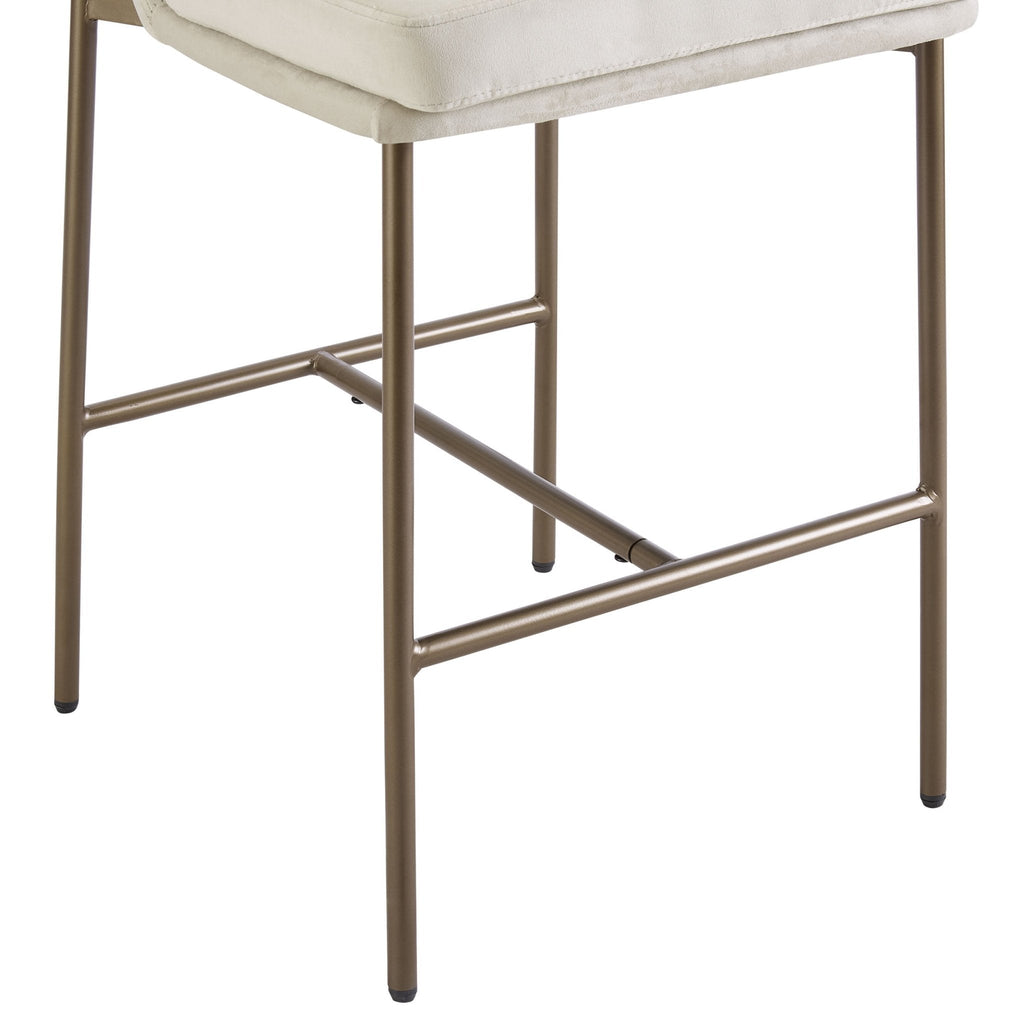 Tabouret de bar de cuisine en tissu écru biologique avec repose-pieds intégré