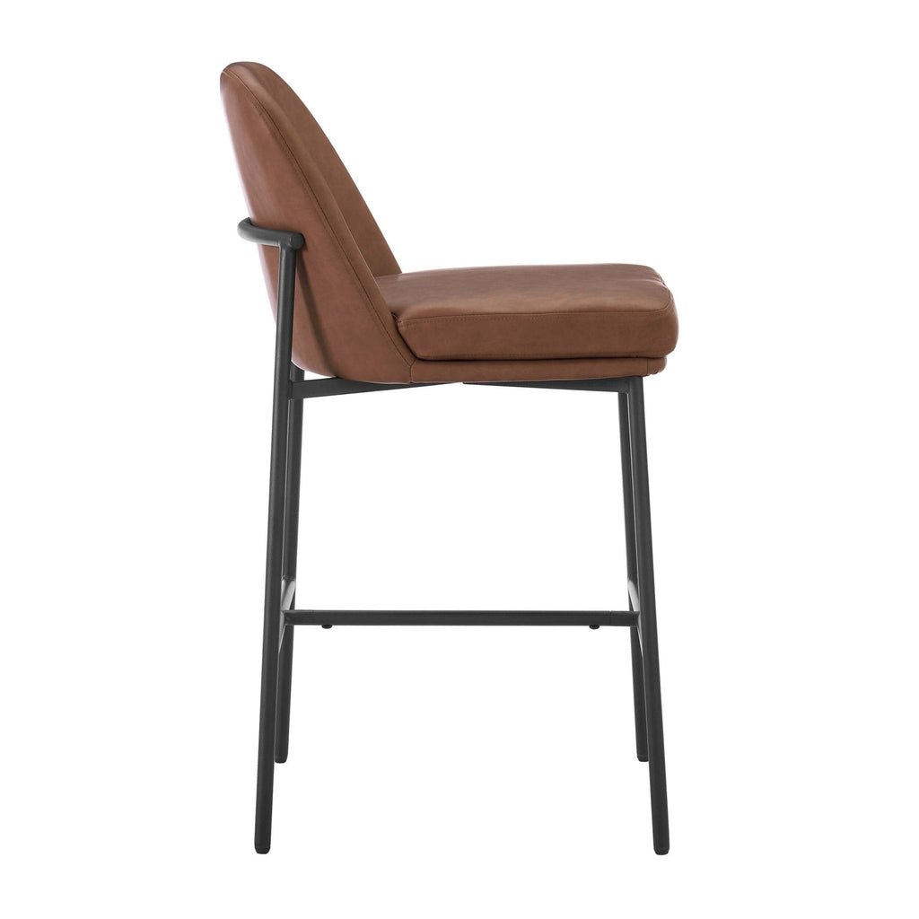 Tabouret de bar Rétro Tan en Faux Cuir avec Repose-Pieds Intégré pour Cuisine