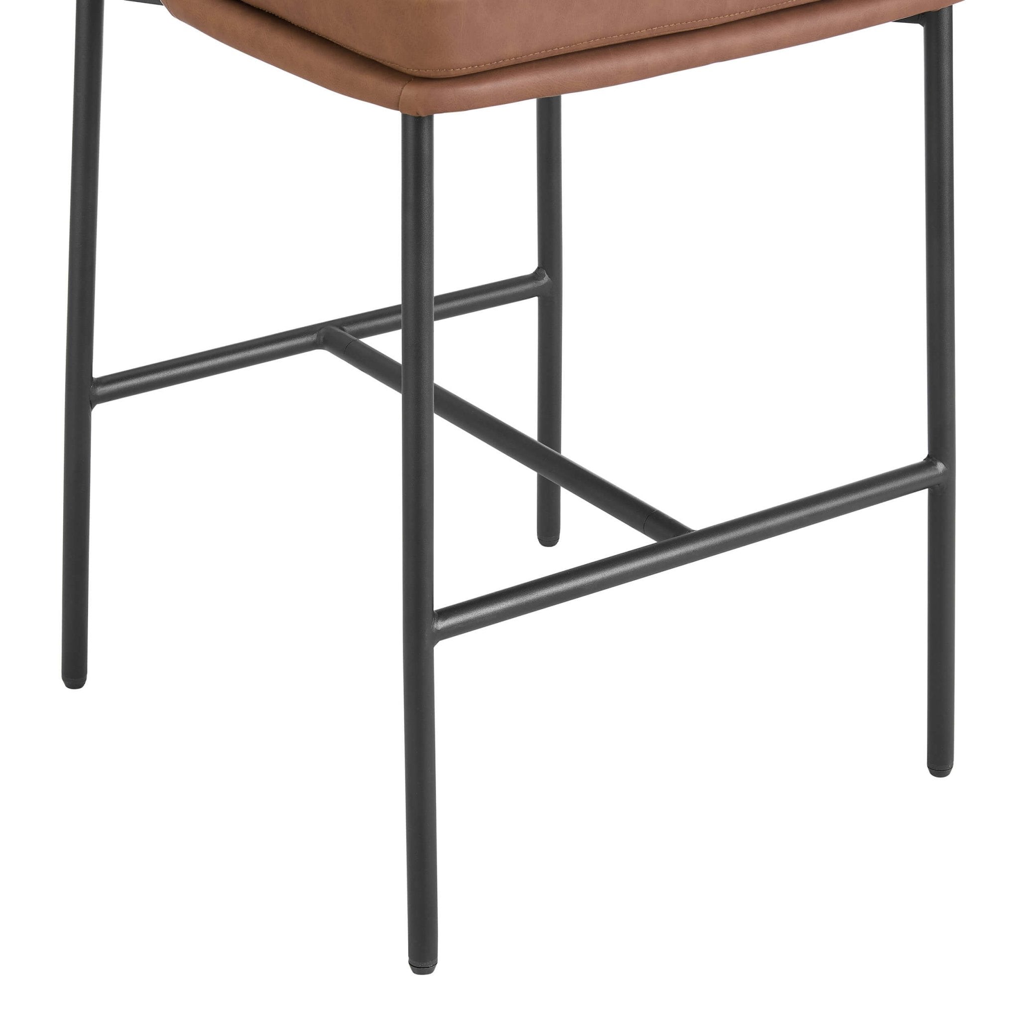Tabouret de bar Rétro Tan en Faux Cuir avec Repose-Pieds Intégré pour Cuisine