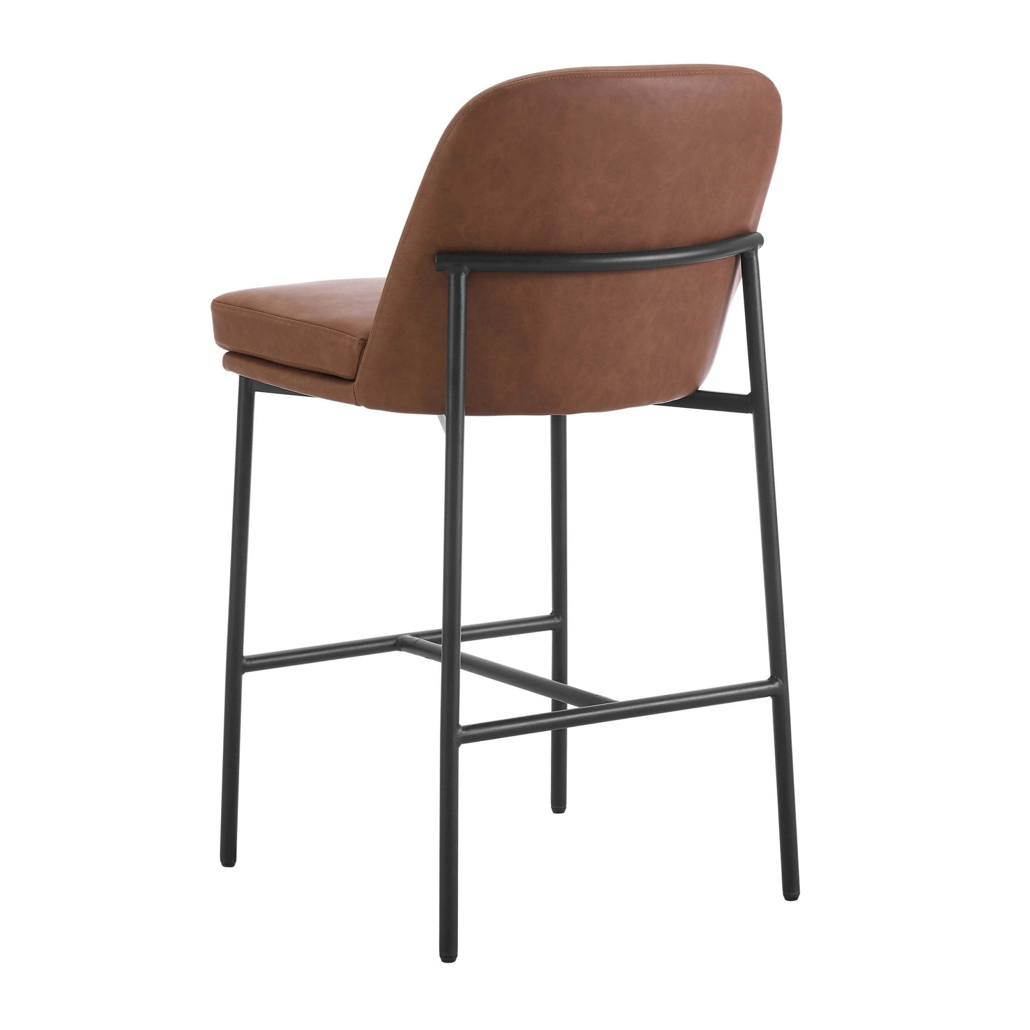 Tabouret de bar Rétro Tan en Faux Cuir avec Repose-Pieds Intégré pour Cuisine