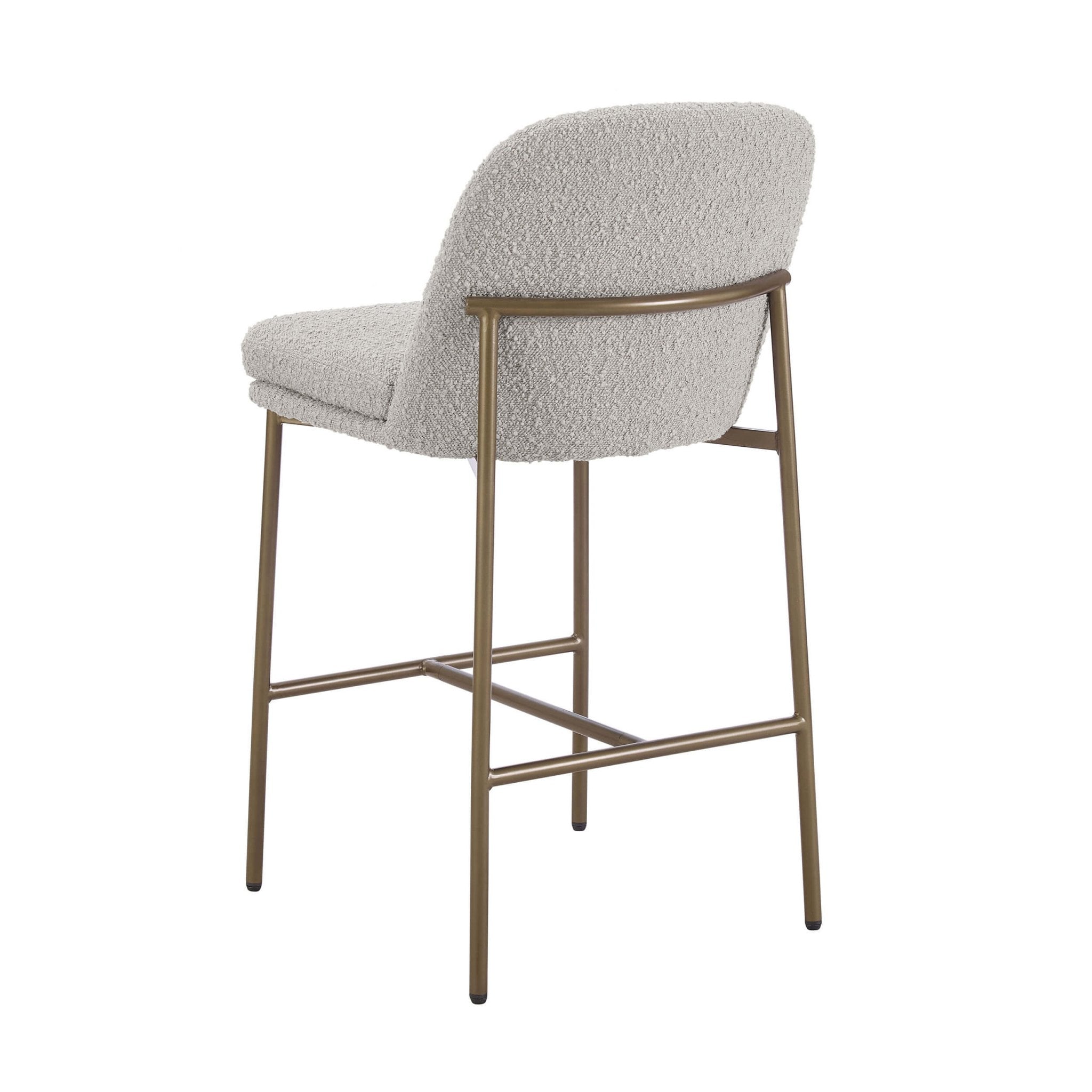 Tabouret de bar contemporain en bouclette taupe avec repose-pieds intégré pour cuisine