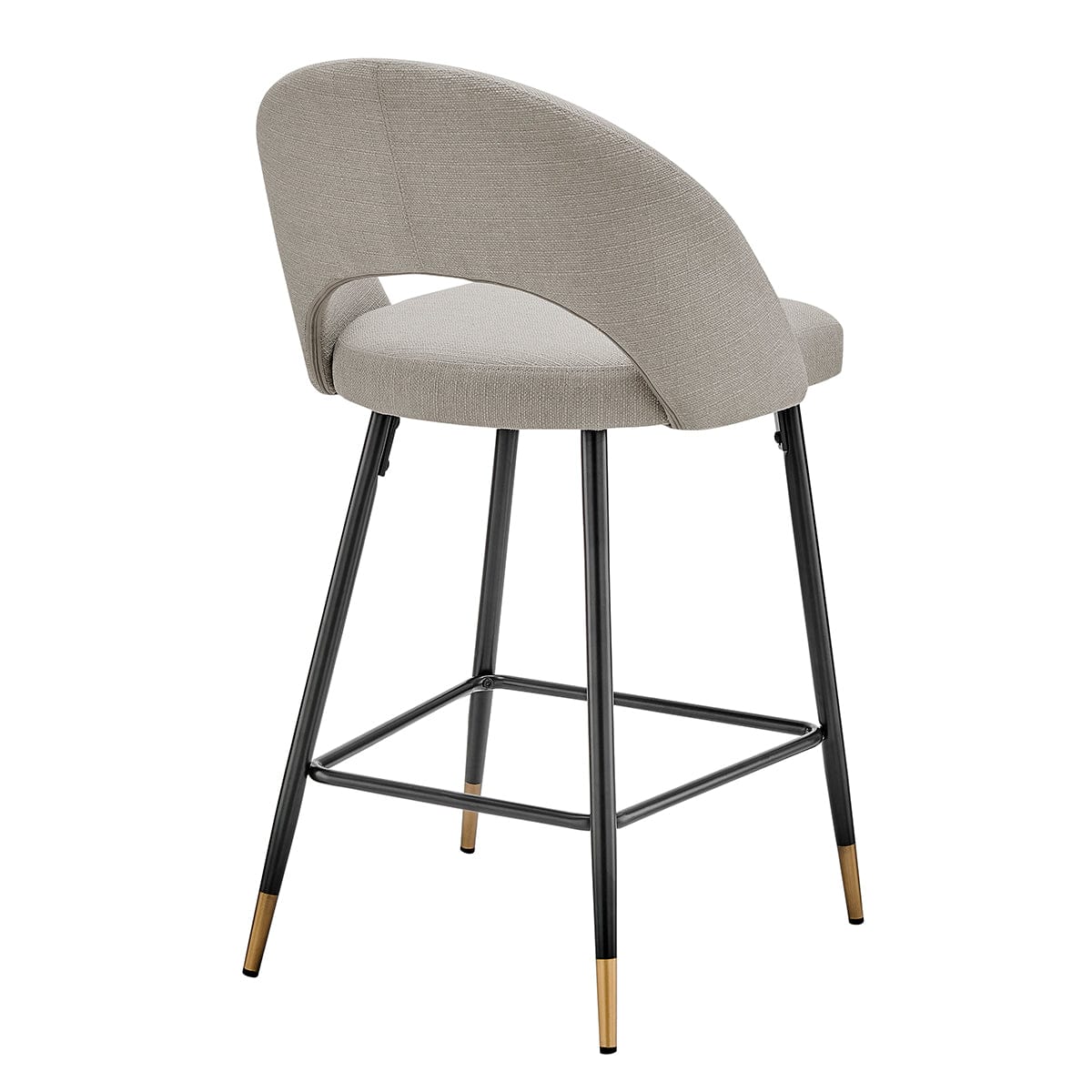 Tabouret de bar moderne en lin gris pierre avec design demi-lune pour la cuisine