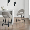 Tabouret de bar moderne en lin gris pierre avec design demi-lune pour la cuisine